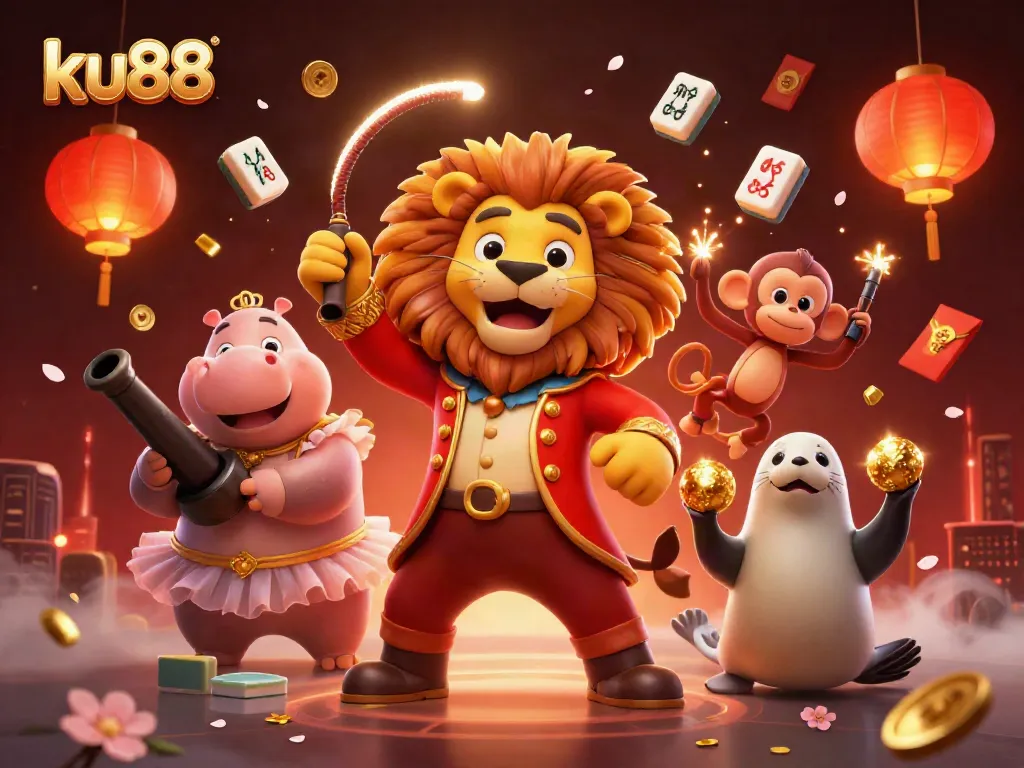 Experience the dynamic excitement of ku88 with casino elements in this engaging 3D illustration.