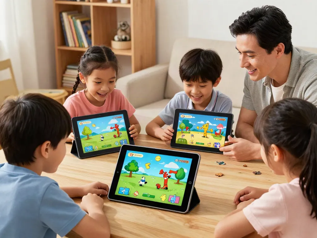 Family enjoying ROKOK88 Game Offline, blending education and entertainment.