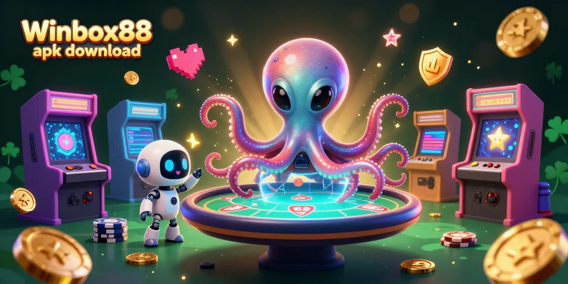 Experience Winbox88 apk download for gaming action in a vibrant 3D casino scene.